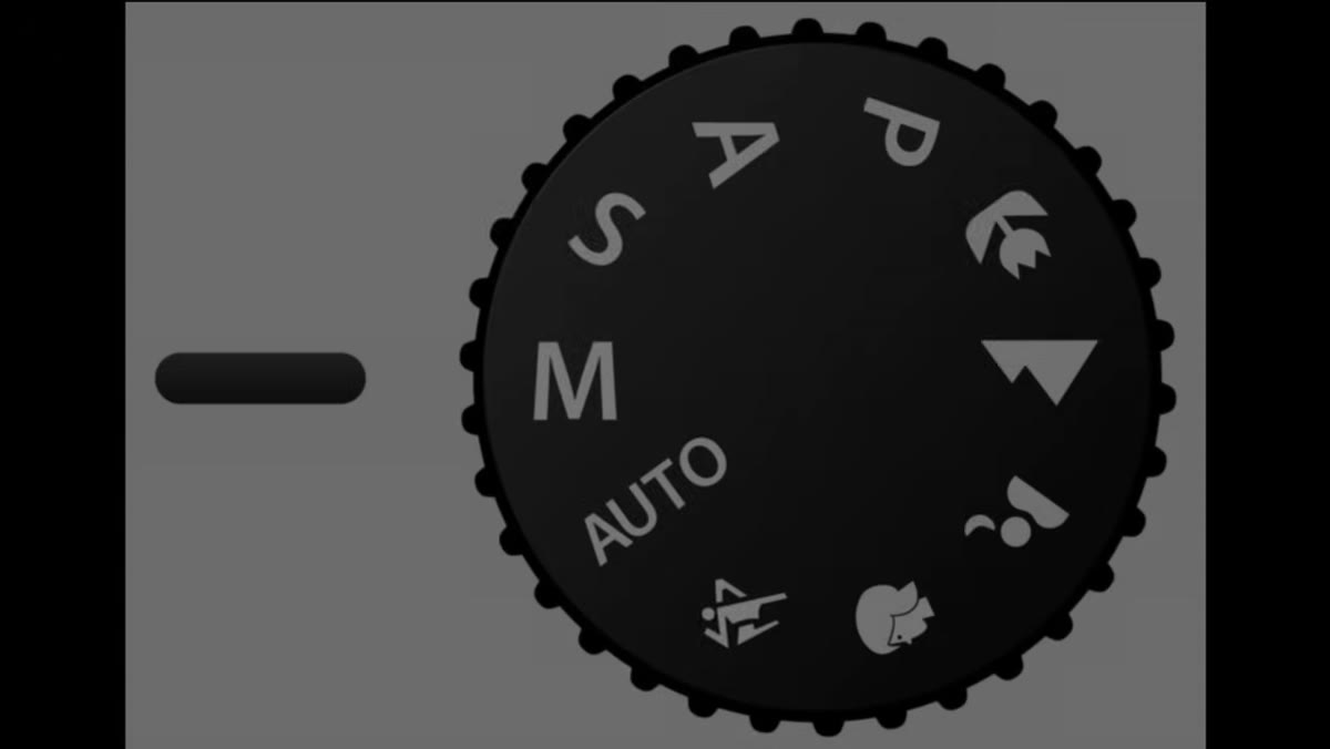 Camera mode dial being moved to Manual (M) setting