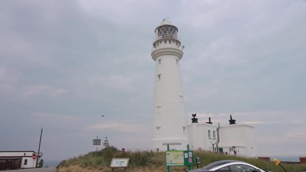 Storm clouds gathering over Flamborough Head with visible darkening sky