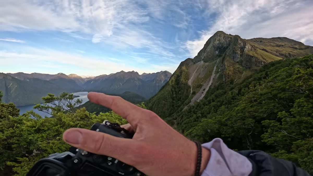Wide angle shot of mountain without lake in frame