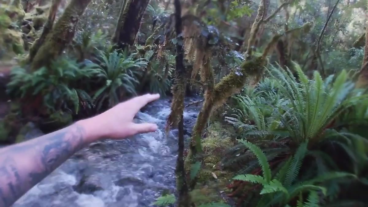 Patino stopping at a stream to frame a quick composition