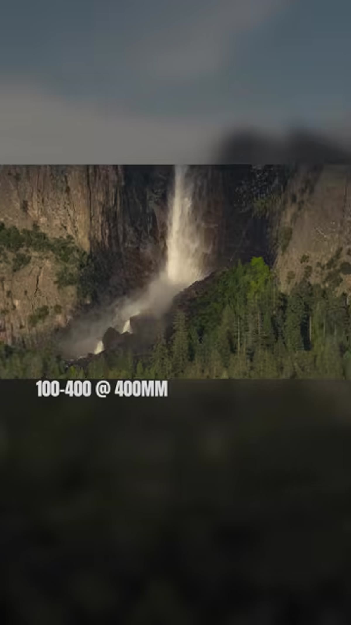 Telephoto compression isolating waterfall base and fine water detail