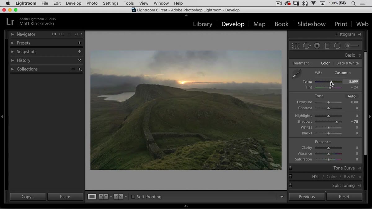 Temperature slider moved warmer across whole image