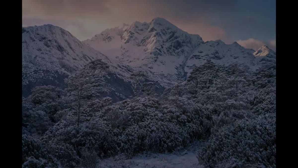 William describing reacting to light and layering in the mountain scene