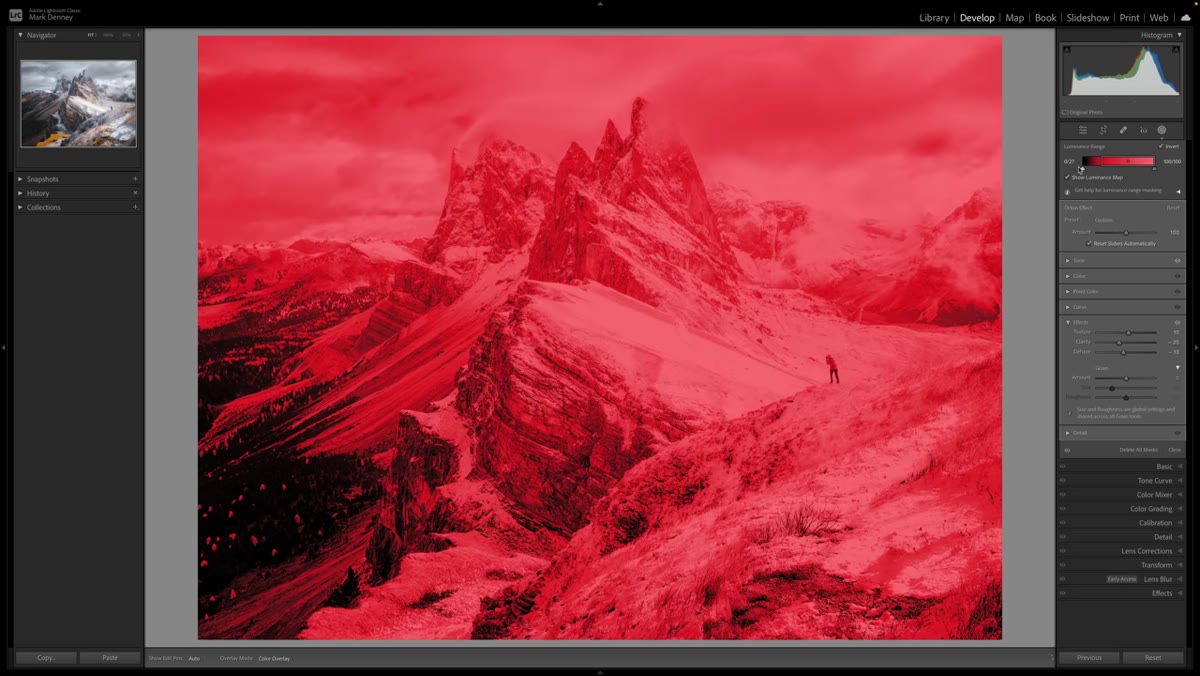Smoothness slider being adjusted in luminance range settings