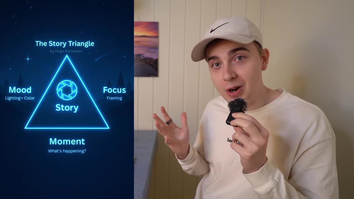 Diagram of the story triangle with three labeled points