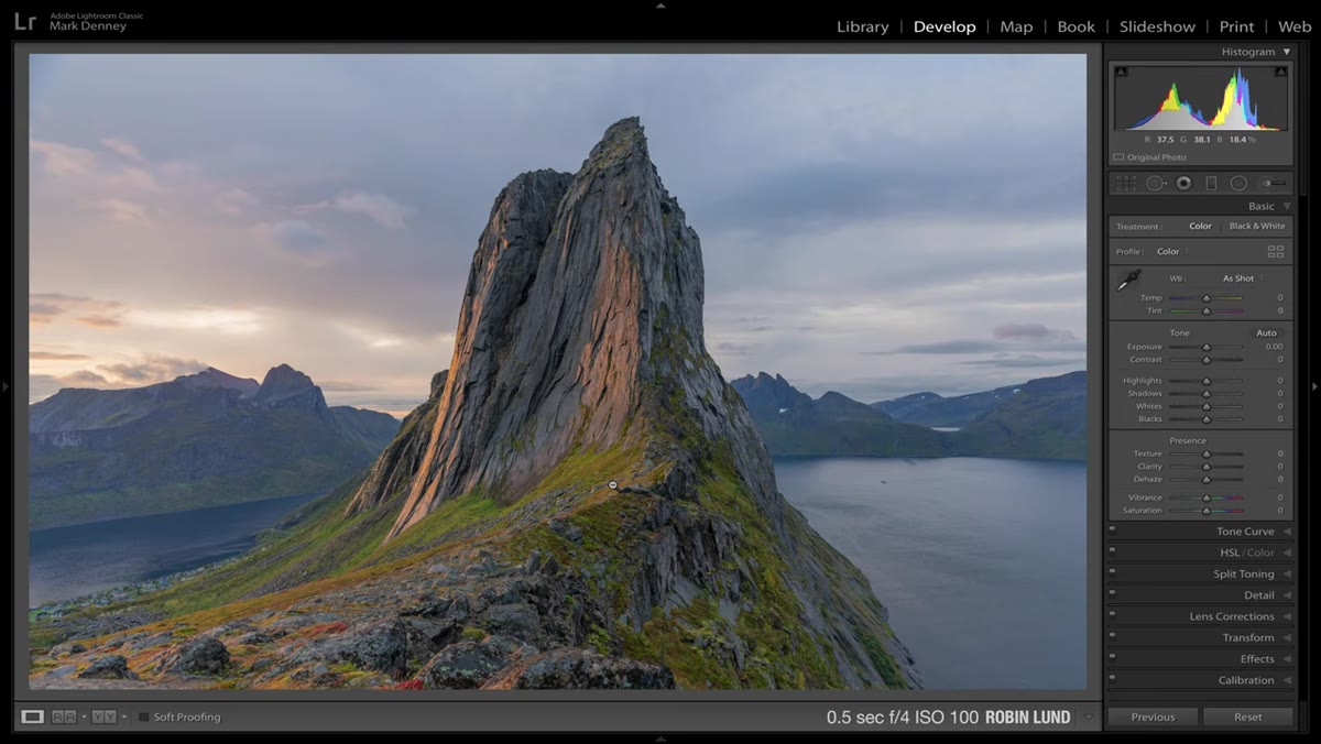 Before-and-after comparison of raw file versus edited version