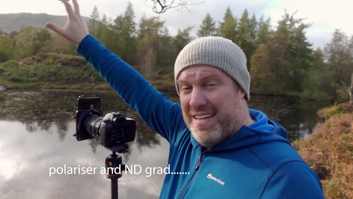 Adam shooting bracketed frames with polarizer attached