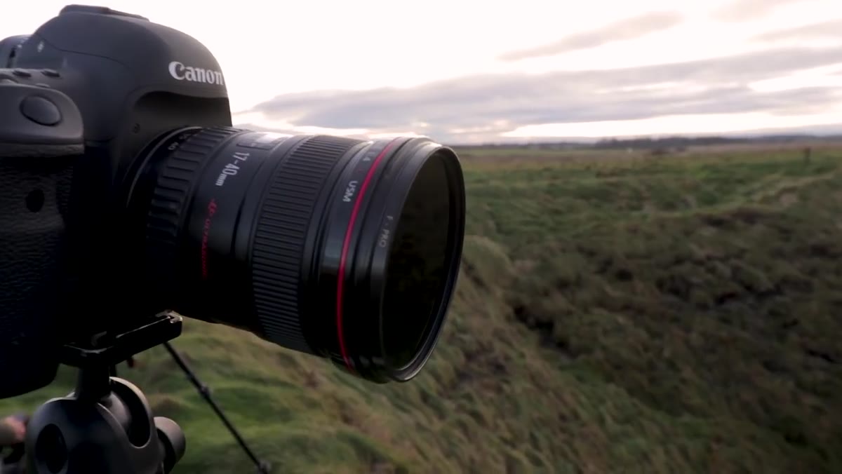 Camera settings shown, f/16 with 6-stop ND filter attached